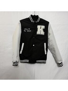 Seven Souls New York Kids Varsity Jacket Black White Chenille K Patch 10/12
